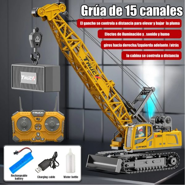 Grúa A Control Remoto Con Sonido Y Luces 15ch - Imagen 2